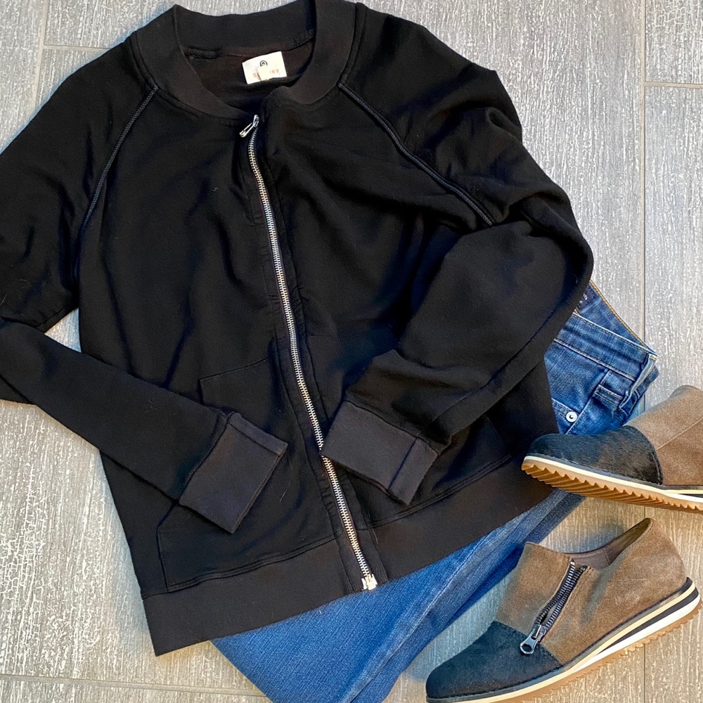 Sundry Zip Front Knit Bomber